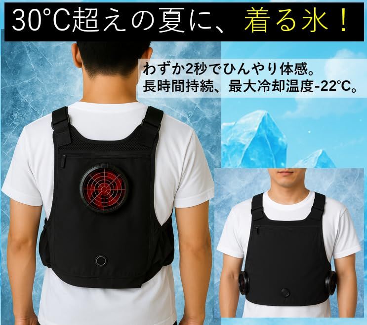 ☆新品☆ペルチェ+送風ファン クールベスト ペルチェベスト 冷却ベスト 冷却プレート 静音 USB給電 空調作業服 瞬間強力冷却 半導体冷却 瞬間体感-22℃ サイズ調節可 男女兼用 熱中症対策 ペルチェ背面 c8dbbfed