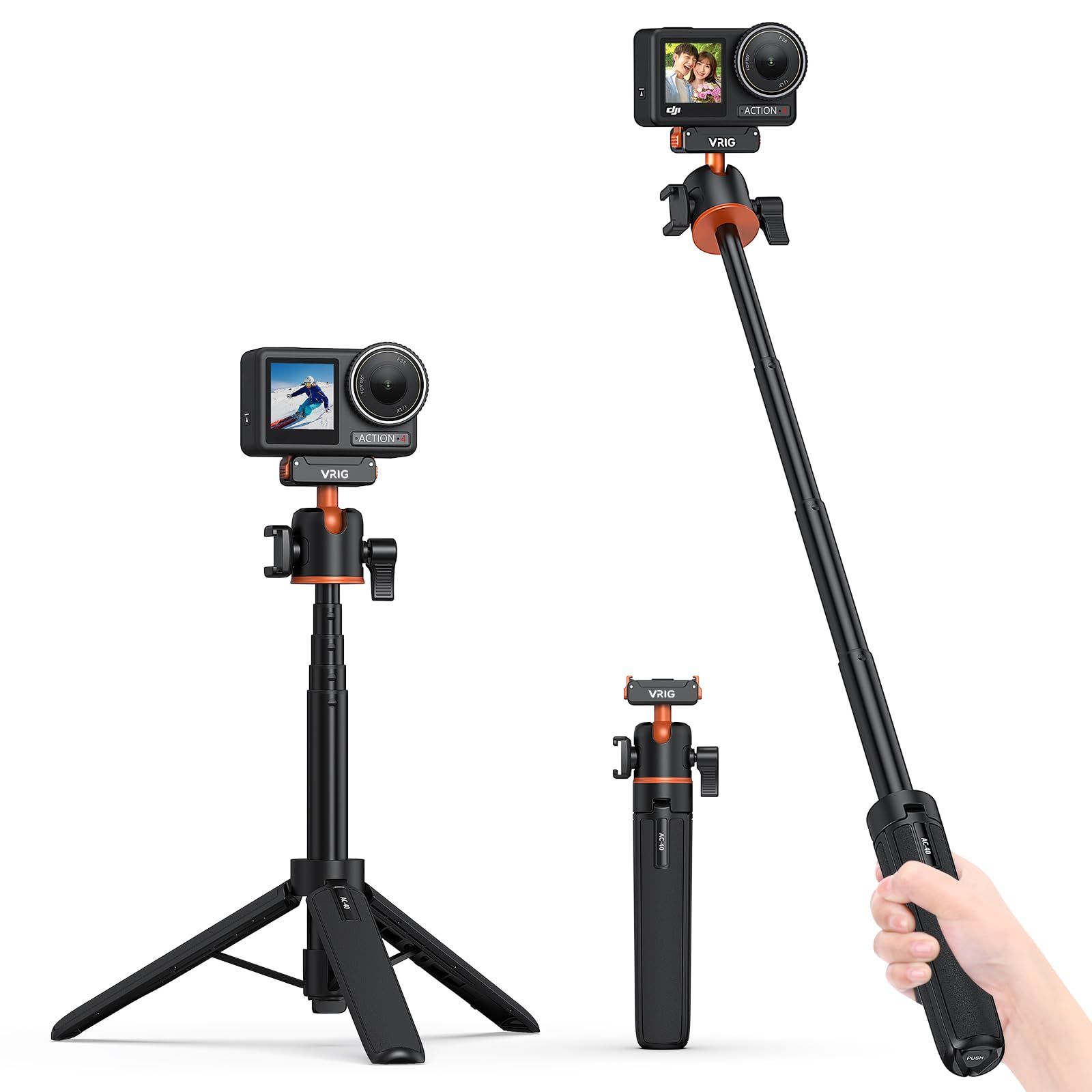 VRIG DJI Osmo Action 5Pro 4 3用 三脚 55cm クイックリリースマウント 