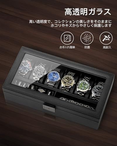 R☆VLANDO 腕時計ケース 6本 PUレザー ウオッチボックス ロック可能 鍵