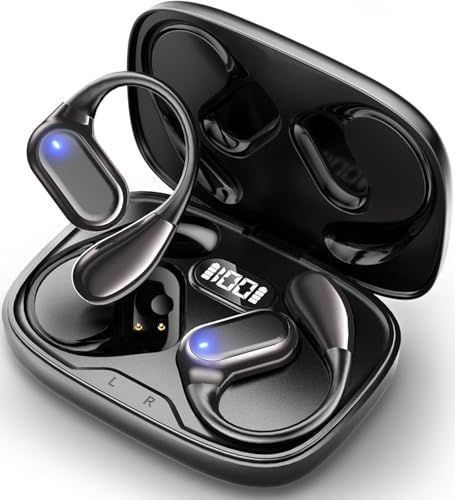 ★新品★イヤホン bluetooth ワイヤレスイヤホン Aetyt 耳掛け式 ぶるーとゅーす イヤフォン オープンイヤー Type-C急速充電 空気伝導 耳塞がず快適 LEDディスプレイ 落ちない 快適装着感 ランニング スポーツ 片耳/両 78c38438