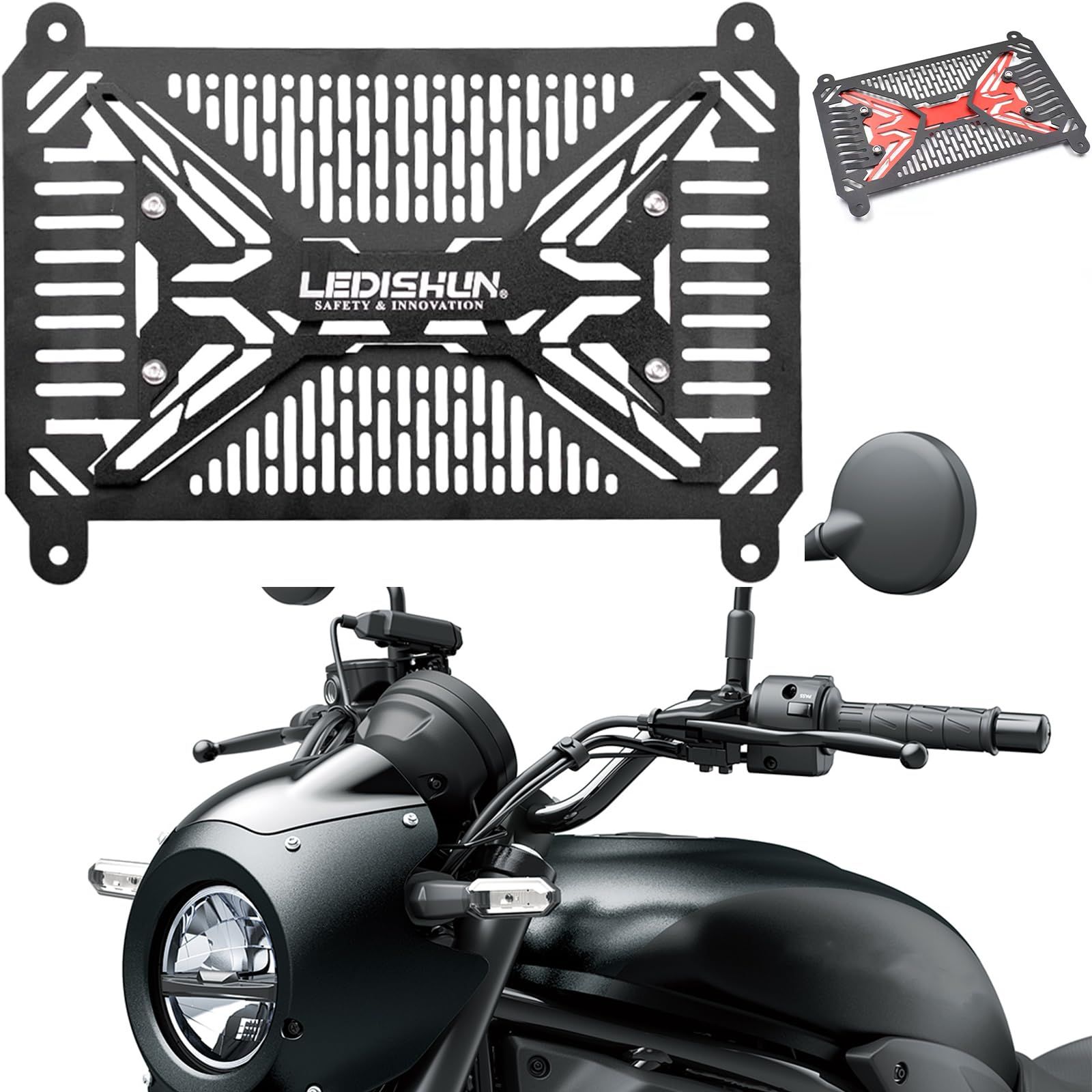 新品 LEDISHUNエリミネーター ELIMINATOR /SE400 2023-2024 エリミネーターse 400 ニンジャ400 Z400(2018-2024) ニンジャ250 Z250(2019-2023)ラジエターガードアクセサリー用 ラジエターグ