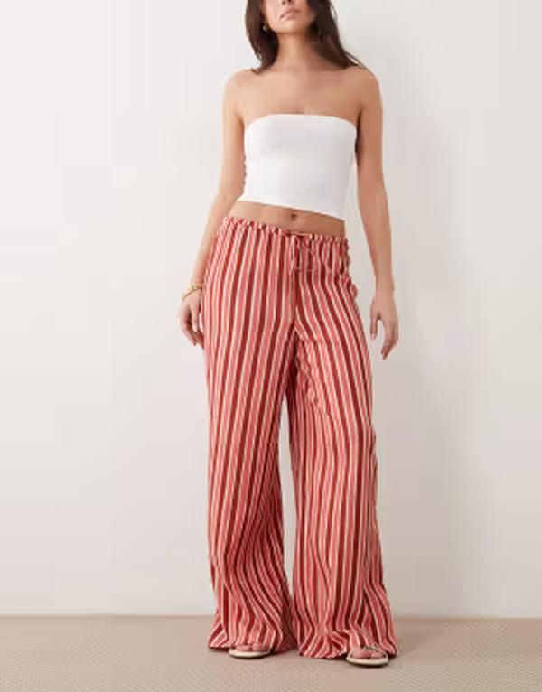 ウェンズデーガール レディース ボトムス カジュアルパンツ ワイドレッグ タイディテール Wednesdays Girl Wednesdays Girl wide leg tie detail pan