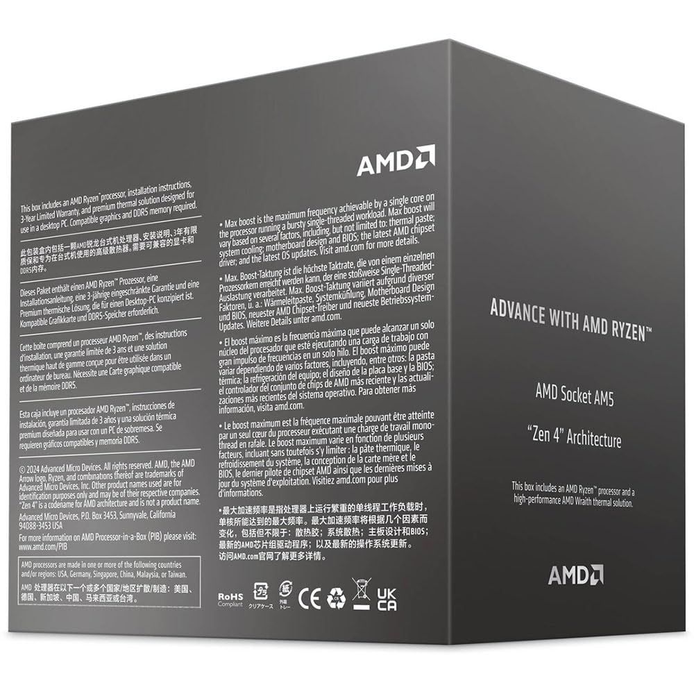 新品 AMD Ryzen 5 8400F with Wraith Stealth Cooler AM5 4.2GHz 6コア / 12スレッド 22MB 65W 100-100001591BOX 新品 AMD Ryzen 5 8400F with Wraith Stealth Cooler AM5 4.2GHz 6コア / 12スレッド 22MB 65W 100-100001591BOX
