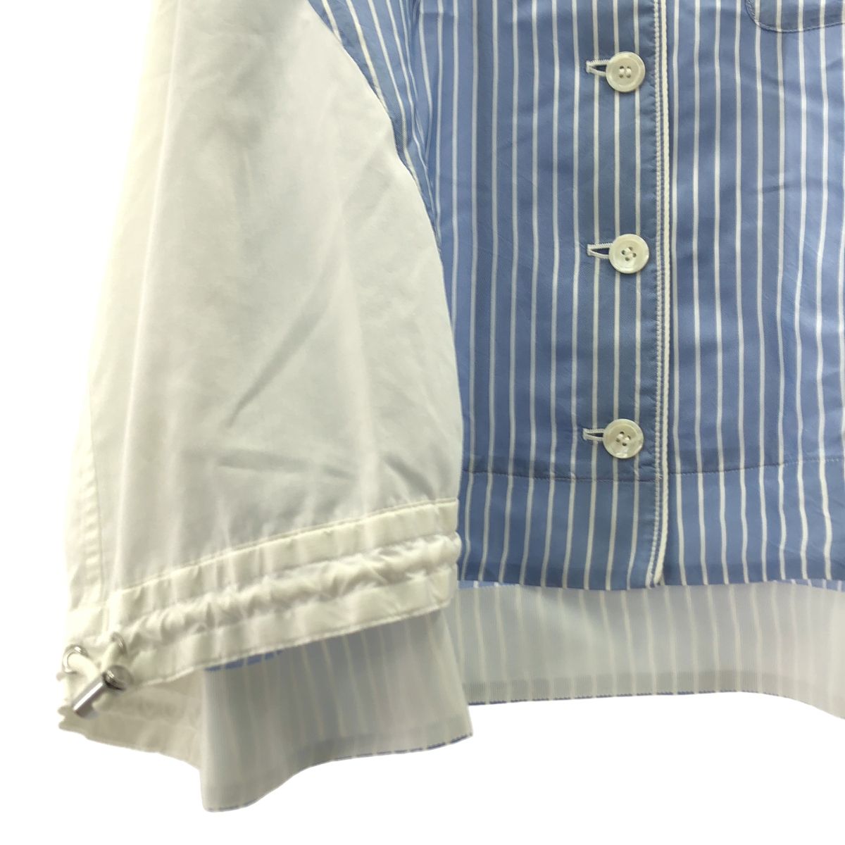 sacai / サカイ | ドローストリング ドッキング ブラウス | 1 | ブルー/ホワイト | レディース