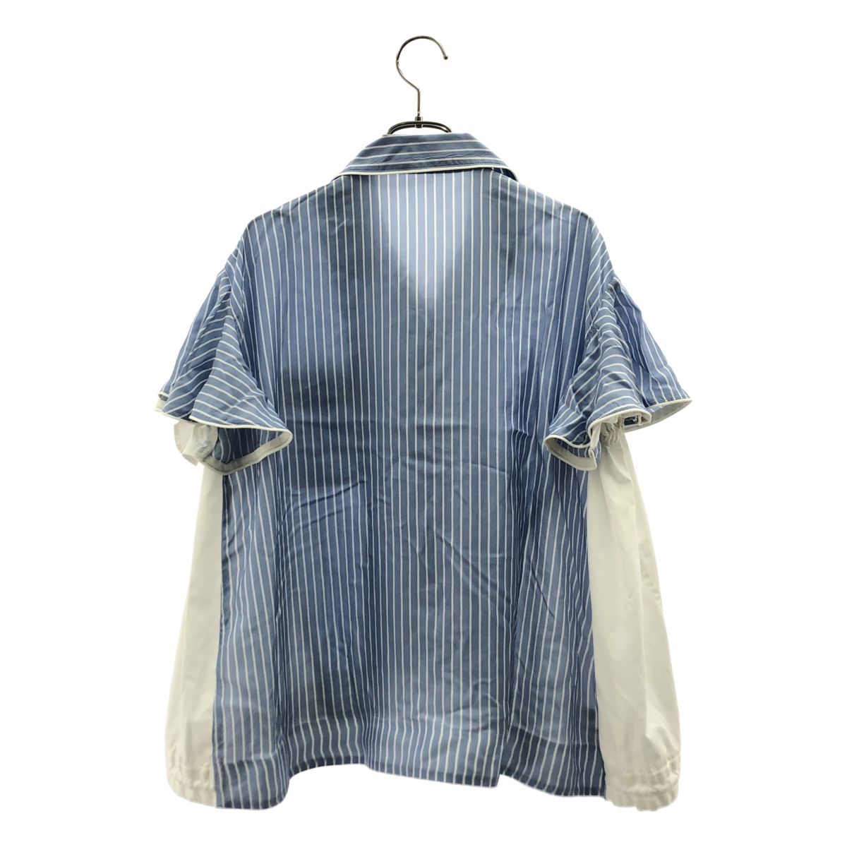 sacai / サカイ | ドローストリング ドッキング ブラウス | 1 | ブルー/ホワイト | レディース