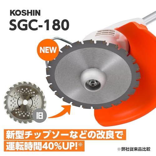 【迅速に発送】工進(KOSHIN) 18V 2.0Ah 充電式 草刈機 刈払機 SGC-180 【バッテリー・充電器付】 刈刃 2種類 チップソー 樹脂ブレード 軽量 手軽