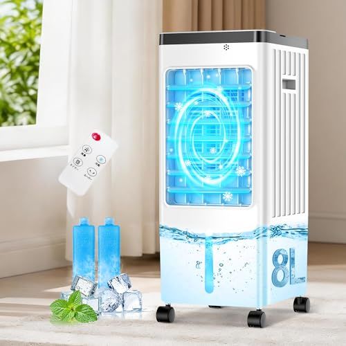 【迅速に発送】冷風機 冷風扇風機 【2026夏革新版&-20℃瞬間冷却&8L着脱式水タンク】冷風扇 水冷扇風機 上部給水 強力送風 スポットクーラー 冷房 自動首振り 3段階風量調節 3つのモード リモコン付き ルーバー機能 大型冷風扇 空気清浄 氷入れ 家庭