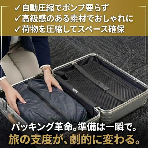 [グランウォーカー] 圧縮袋 旅行 自動 電動 ポンプ不要 ポンプ一体型 自動圧縮 真空機不要 衣類圧縮 17L 防水 Type-C充電 出張 キャンプ ジム サウナ パッキング 圧縮バッグ トラベルポーチ 修学旅行 海外旅行 Gran Wa 43cc0eeb
