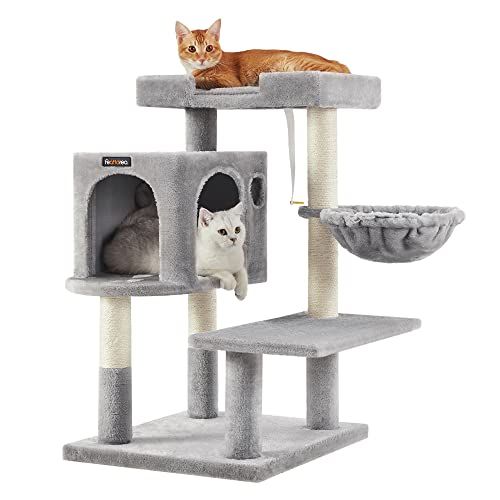 FEANDREA キャットタワー据え置き 多頭飼い 大型猫用 大きい猫にピッタリ 巨大ハウス 広い見晴らし台 多頭飼いPCT042ry 02b80afe
