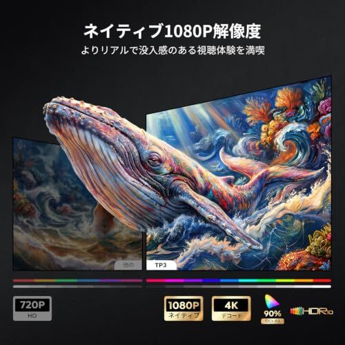 Google TV・AI搭載&プロジェクター 天井投影 家庭用【Netflix対応・YouTube・Prime Video 10,000+アプリ】4K対応1080P 短焦点プロジェクター［オートフォーカス＆自動台形補正］WIFI6&Bluet ef01f0bf