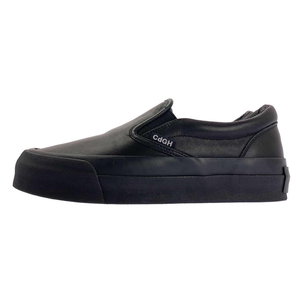 【美品】 COMME des GARCONS HOMME / コムデギャルソンオム | Steer Slip OnSneakers / レザー ロゴ スリッポン シューズ | 8 | ブラック | メンズ