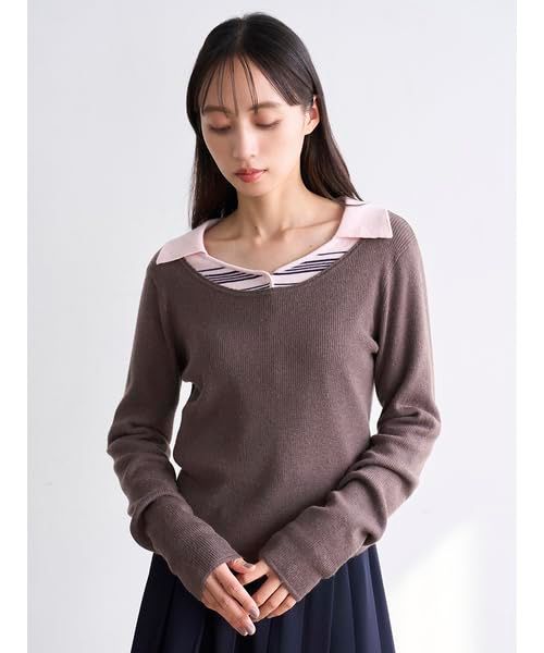 新品 [スナイデル] Sustainaレイヤードニットプルオーバー SWNT255120 レディース LPNK Free Size