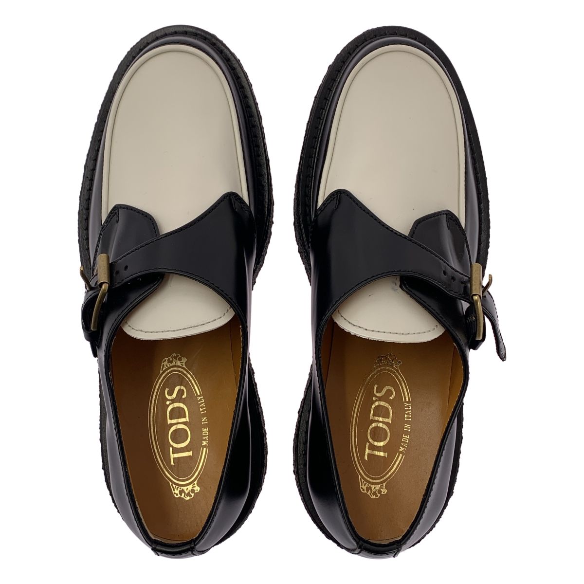 【美品】 TOD'S / トッズ | レザー バイカラー プラットフォーム モカシンローファー | 39 | ホワイト/ブラック | レディース
