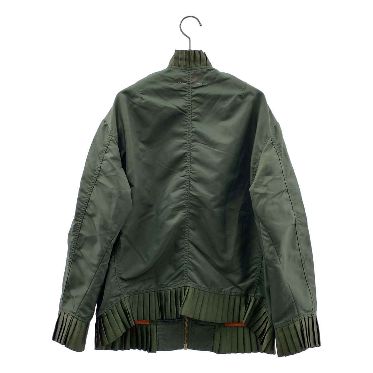MM6 Maison Margiela / エムエムシックスメゾンマルジェラ | レザーパッチ プリーツ装飾 ミリタリー ブルゾン ジャケット | 36 | カーキ | レディース