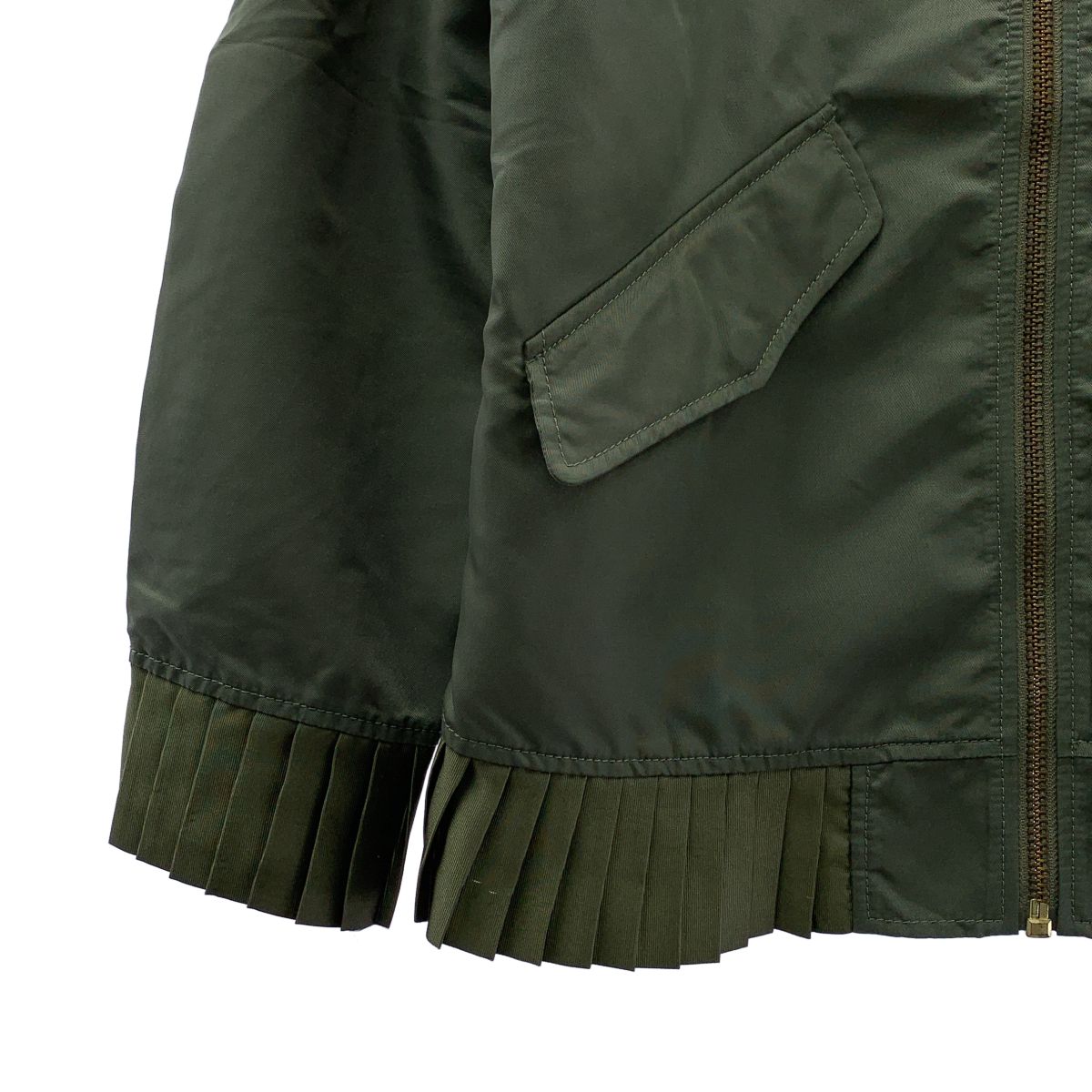 MM6 Maison Margiela / エムエムシックスメゾンマルジェラ | レザーパッチ プリーツ装飾 ミリタリー ブルゾン ジャケット | 36 | カーキ | レディース