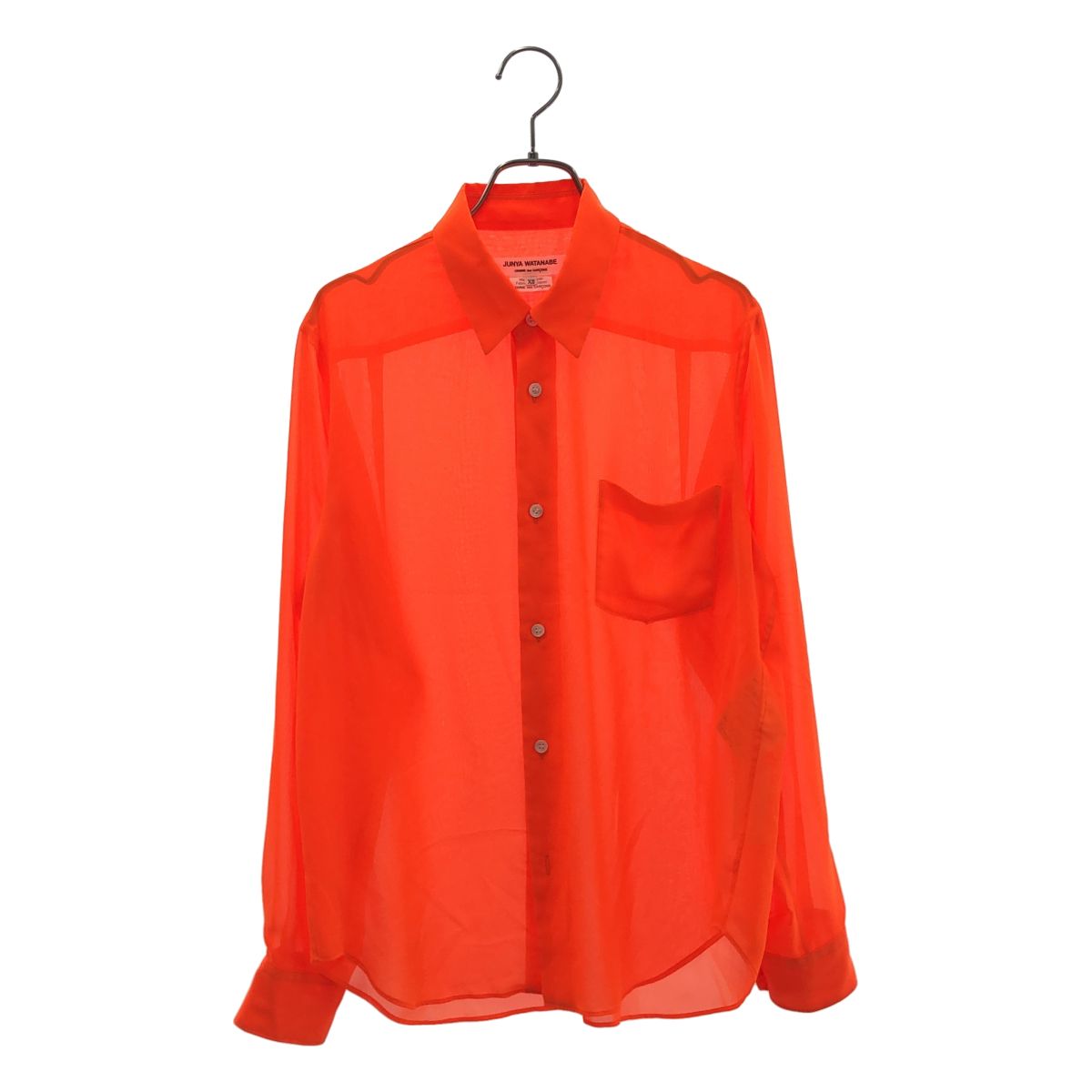 【美品】 JUNYA WATANABE COMME des GARCONS / ジュンヤワタナベ | 2020SS | ポリエステル シアー シャツ ブラウス | XS | オレンジ | レディース