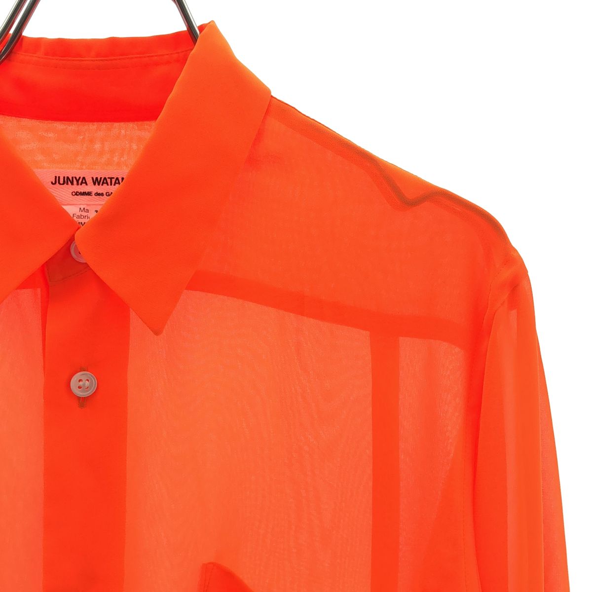 【美品】 JUNYA WATANABE COMME des GARCONS / ジュンヤワタナベ | 2020SS | ポリエステル シアー シャツ ブラウス | XS | オレンジ | レディース 【美品】 JUNYA WATANABE COMME des GARCONS / ジュンヤワタナベ | 2020SS | ポリエステル シアー シャツ ブラウス | XS | オレンジ | レディース