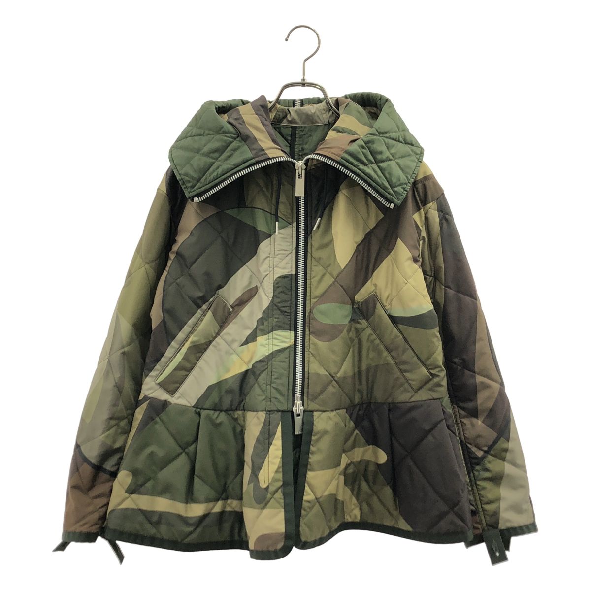 sacai / サカイ | 2021AW | × KAWS / カウズ / Nylon Twill x Wool Knit Blouson / ナイロンツイル ウール ニットドッキング ミリタリーブルゾン | 1 | アイボリー/カーキ | レディース