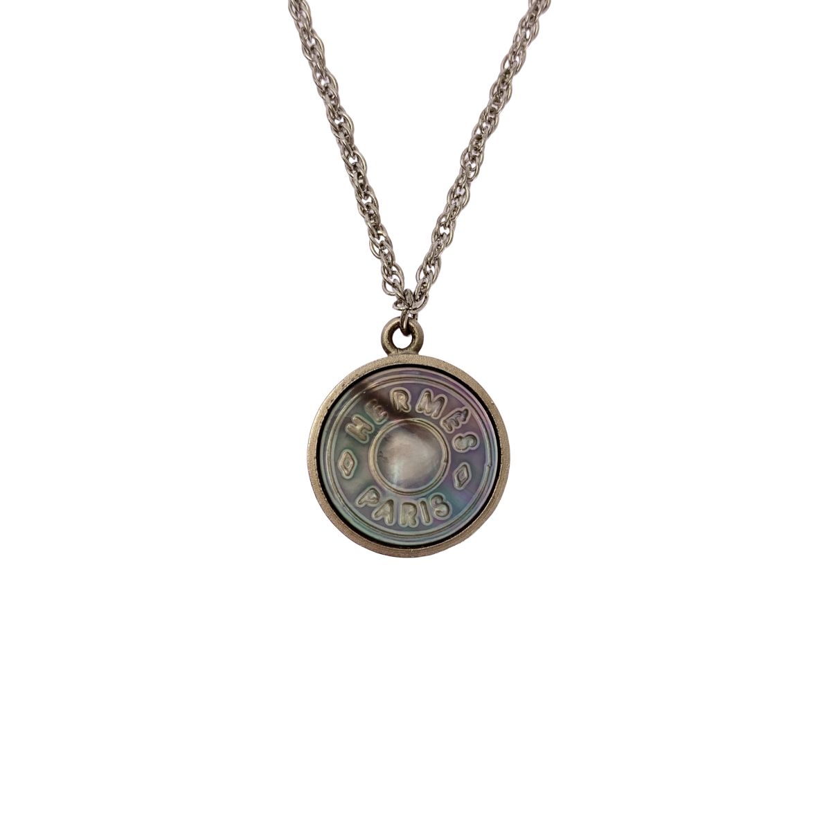HERMES / エルメス | BIJOUTERIE FANTAISIE 白蝶貝 コイン ネックレス | シルバー | レディース
