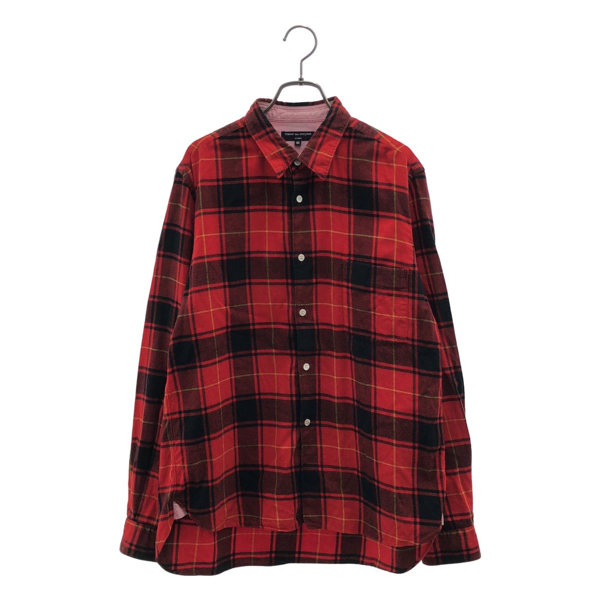 COMME des GARCONS HOMME / コムデギャルソンオム | 2010AW | コットン フランネル チェック スリーブ切替 シャツ | M | レッド/ブラック/ピンク | メンズ