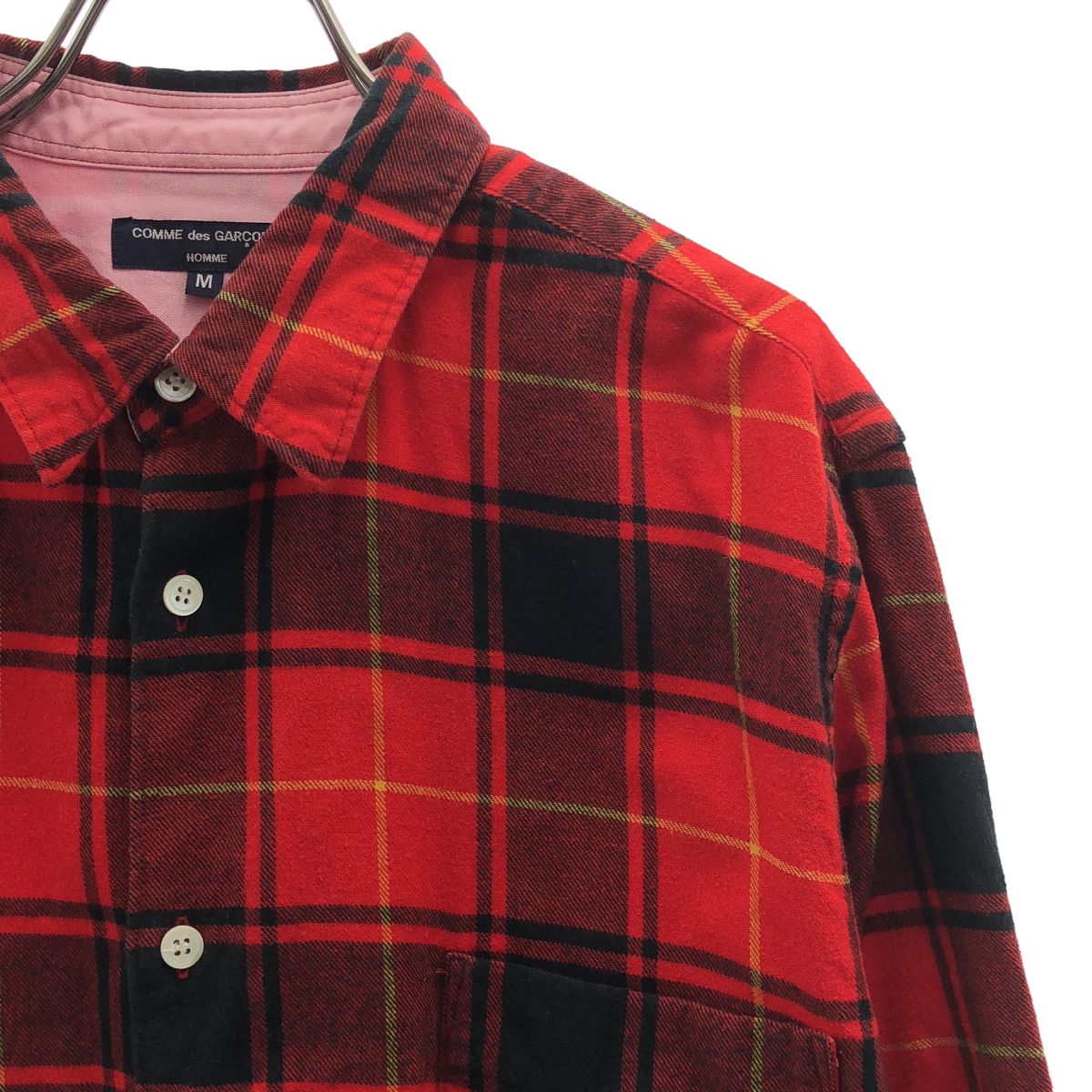COMME des GARCONS HOMME / コムデギャルソンオム | 2010AW | コットン フランネル チェック スリーブ切替 シャツ | M | レッド/ブラック/ピンク | メンズ COMME des GARCONS HOMME / コムデギャルソンオム | 2010AW | コットン フランネル チェック スリーブ切替 シャツ | M | レッド/ブラック/ピンク | メンズ