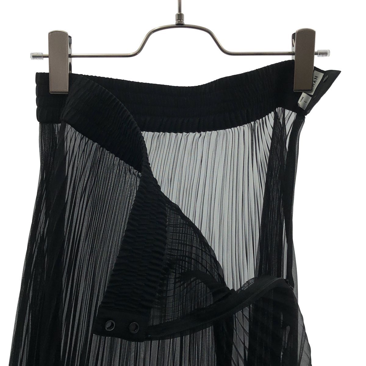 【美品】 HYKE / ハイク | 2025SS | TAFFETA × ORGANDY PLEATED SKIRT / タフタ オーガンジー プリーツスカート | 1 | ブラック | レディース