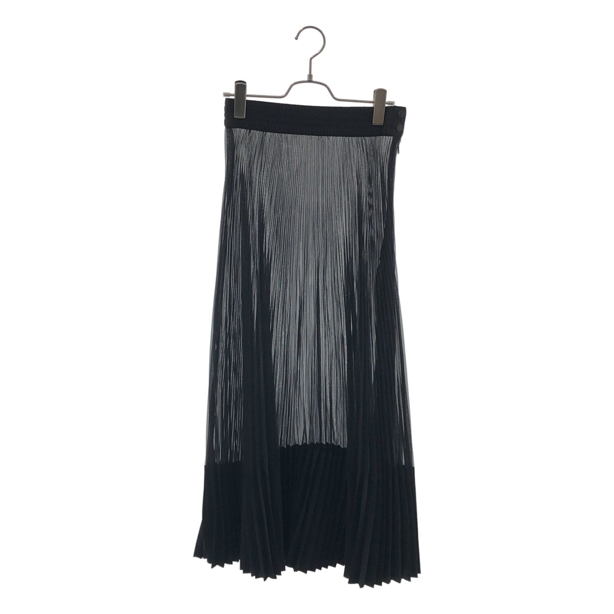 【美品】 HYKE / ハイク | 2025SS | TAFFETA × ORGANDY PLEATED SKIRT / タフタ オーガンジー プリーツスカート | 1 | ブラック | レディース