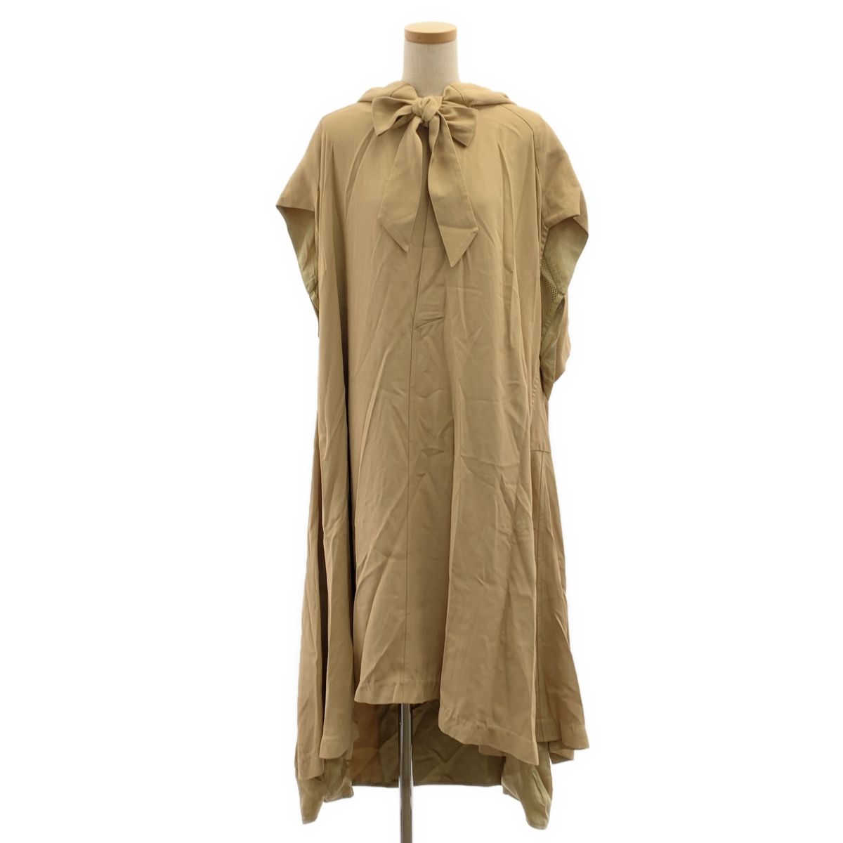 TOGA / トーガ | Acetate Hoodie Dress / アセテートフーデッドドレス ワンピース | 38 | ベージュ | レディース