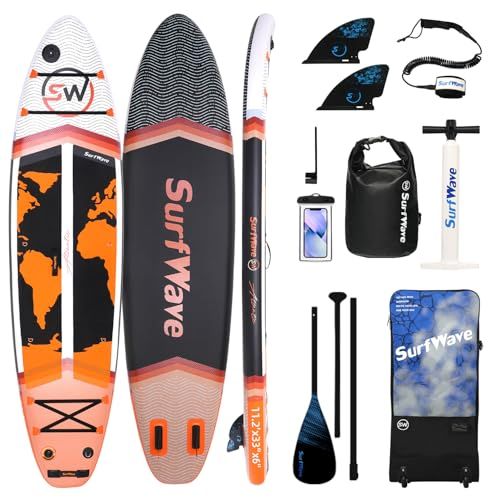 Surfwave パドルボード サップボード スタンドアップパドルボード 超ビッグ 長さ335/340*幅84/86*厚み15cm 大人3~4人乗り 250kg 増強PVC 高密度素材 サイドカバー×2 耐高温 耐低温 海水に強い 空気漏れテ 602f6a37