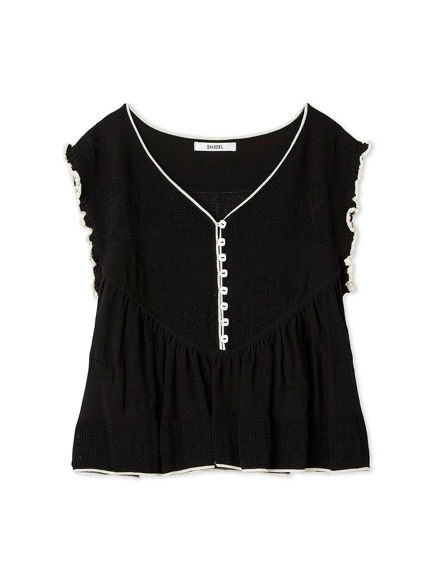 新品 [スナイデル] リボンJQニットプルオーバー SWNT252158 レディース BLK Free Size