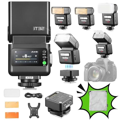 R◆Godox iT32 TTL カメラフラッシュ Fuji 用 X5F ワイヤレスフラッシュトリガー付き、X3/X3Pro/XPro/X2T と互換性、内蔵 2.4G レシーバー、磁気ホットシュー、リフレクターとディフューザー付属 7e3f50b3