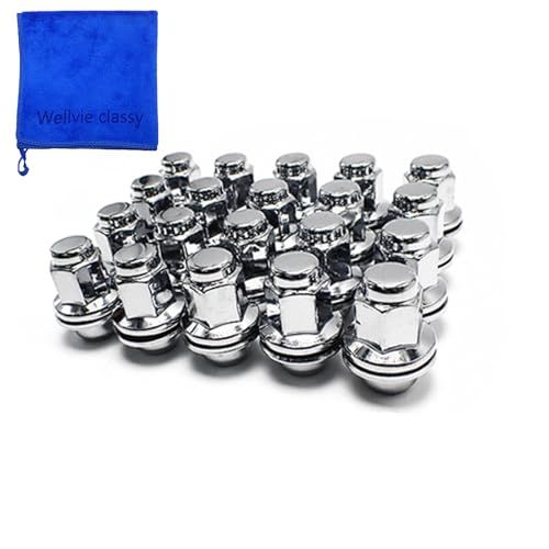 R◆Wellvie ホイールナット M14×P1.5 スチール ロング ナット 20個 クロムメッキ 袋 ローレット加工 カスタムナット トヨタ レクサス ランクル ドレスアップ 平面座 カー用品 カーパーツ（シルバー） aefd523c