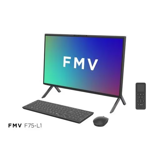 富士通 FMV Desktop F FMVF75L1BA 23.8型 Win11Home Ryzen 7 メモリ16GB SSD512GB Officeオフ゜ション付 テ゛スクトッフ゜ハ゜ソコン ブラック F75-L1 FMVF75L1BA