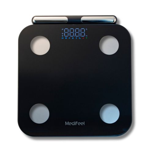 プライムダイレクト Medifeel 体組成計 BK　56項目搭載 からだ全身スキャン スマホ連動 体重計 体脂肪/筋肉量/皮下脂肪率/タンパク質量/内臓脂肪 4570132454812