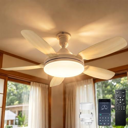 TENKOO&YOU シーリングファンライト【大風量・大光量】Φ81cm 5000lm 44W 8~10畳 E26 扇風機 LED ファン付き照明 正逆回転 大型 DCモーター 無段階調光調色 3階段風量調 タイマー 省エネ 簡単取付 工事不 e80646d2