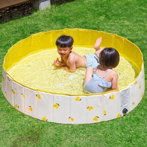 (ケラッタ) プール 折りたたみ 子供 140×30cm 【10秒でパパっと組み立て】 空気入れ不要 赤ちゃん 水遊び (レモン)★ 0c25084b