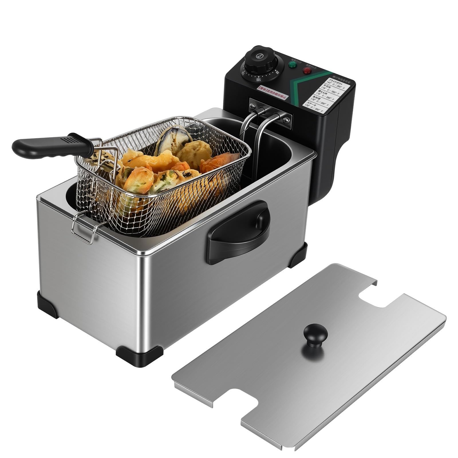 電気フライヤー 卓上フライヤー 家庭用 業務用 3L容量 温度調節可能 50-200℃ 1300w 油はね防止蓋 分解洗浄可能 揚げ物 天ぷら唐揚げ★ 65e96aab