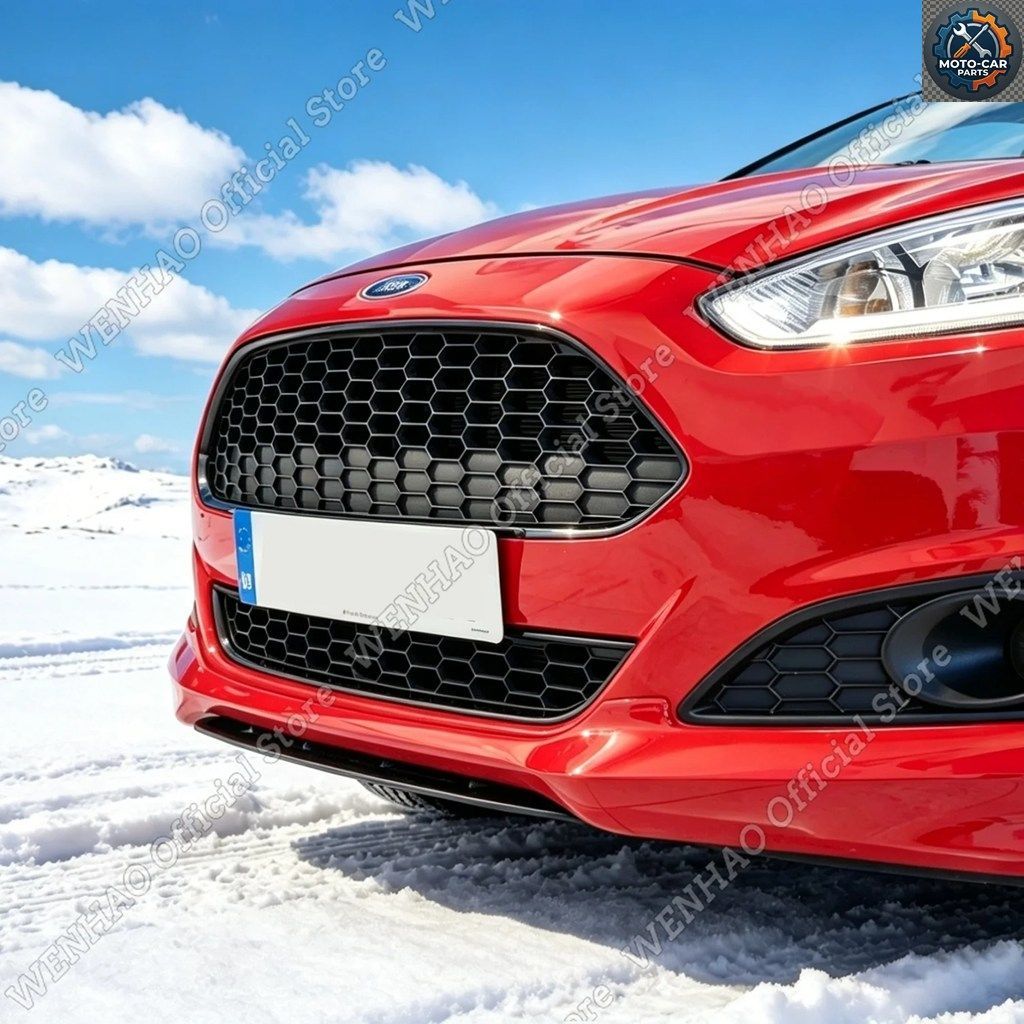 グロス仕上げのフロントバンパーセンターグリル、フォード フィエスタ Z-S 2013-2017、改造車用アッパーグリル、フロントレーシンググリル