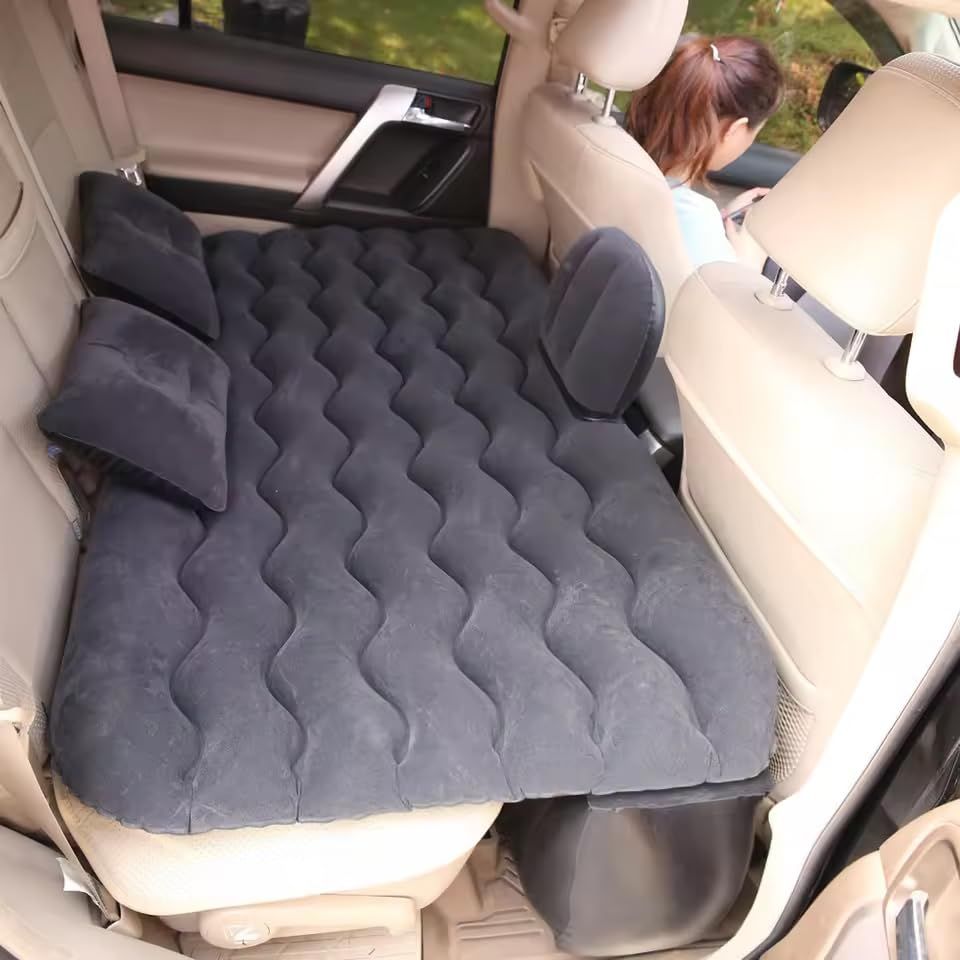 新品 zmart 車用 エアインフレータブル トラベル マットレスベッド 後部座席用 ユニバーサル 多機能 ソファピロー アウトドア キャンプ マット クッション 車中泊マット エアベッド インフレータブルマットレス 車載用エアポンプ カーエアベッド SUVマ