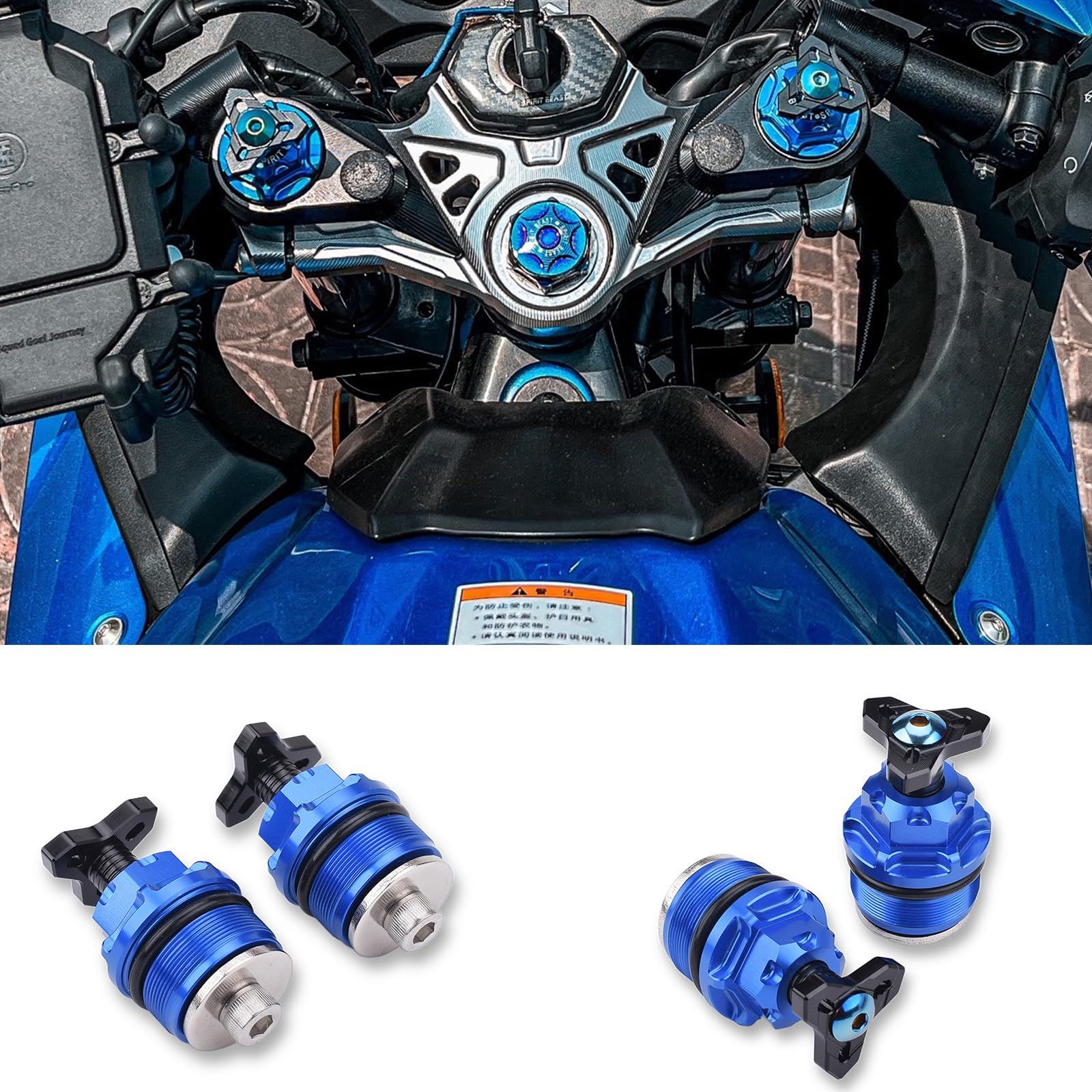 新品 LEDISHUNバイク用品 イニシャルアジャスター タイプ(左右1セット) スズキ GSX250R Vストローム250 GSR250全年式 に適合 (ブルー)