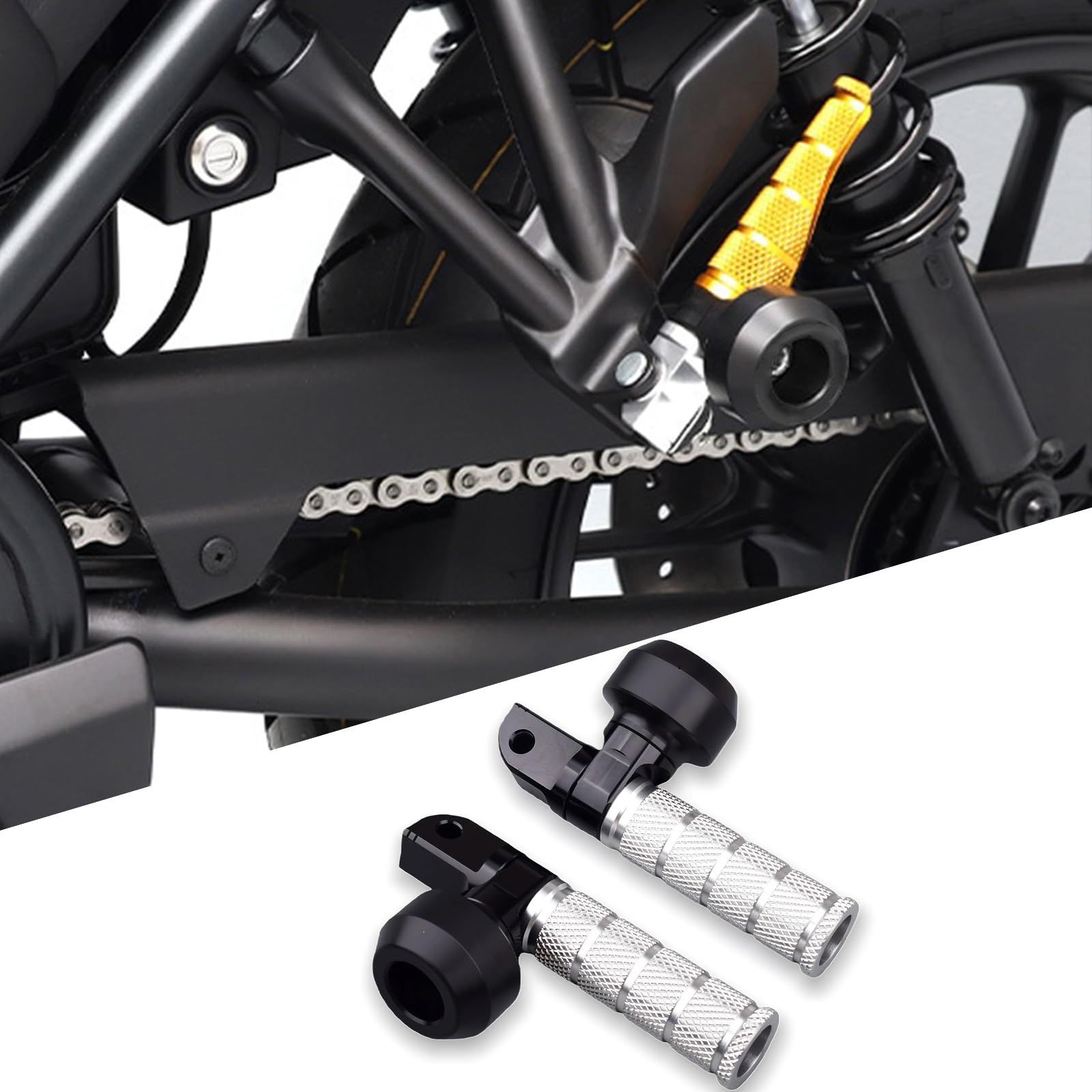 新品 バイク用 タンデムステップ スライダー 対応車種 ヤマハ MT-125 MT-25 MT-03 MT-07 MT-09 MT-10/SP YZF-R125 YZF-R25 YZF-R3 XSR700 XSR900 アルミ 左右セット (シルバー)
