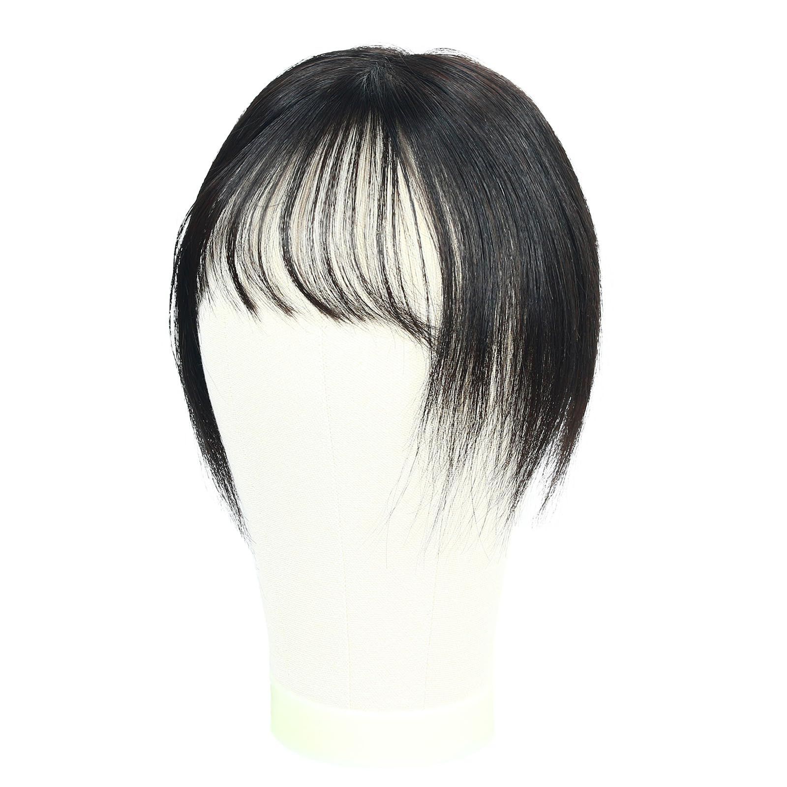 新品 HIYE 部分ウィッグ 人毛100% 手植え リアル 自然な分け目 人工肌 増量 つむじ付き アレンジ 抜け毛症 白髪隠れ 薄毛隠し 通気性 ヘアーピース 横8cm縦12cm シースルーバング (自然色 20cm)