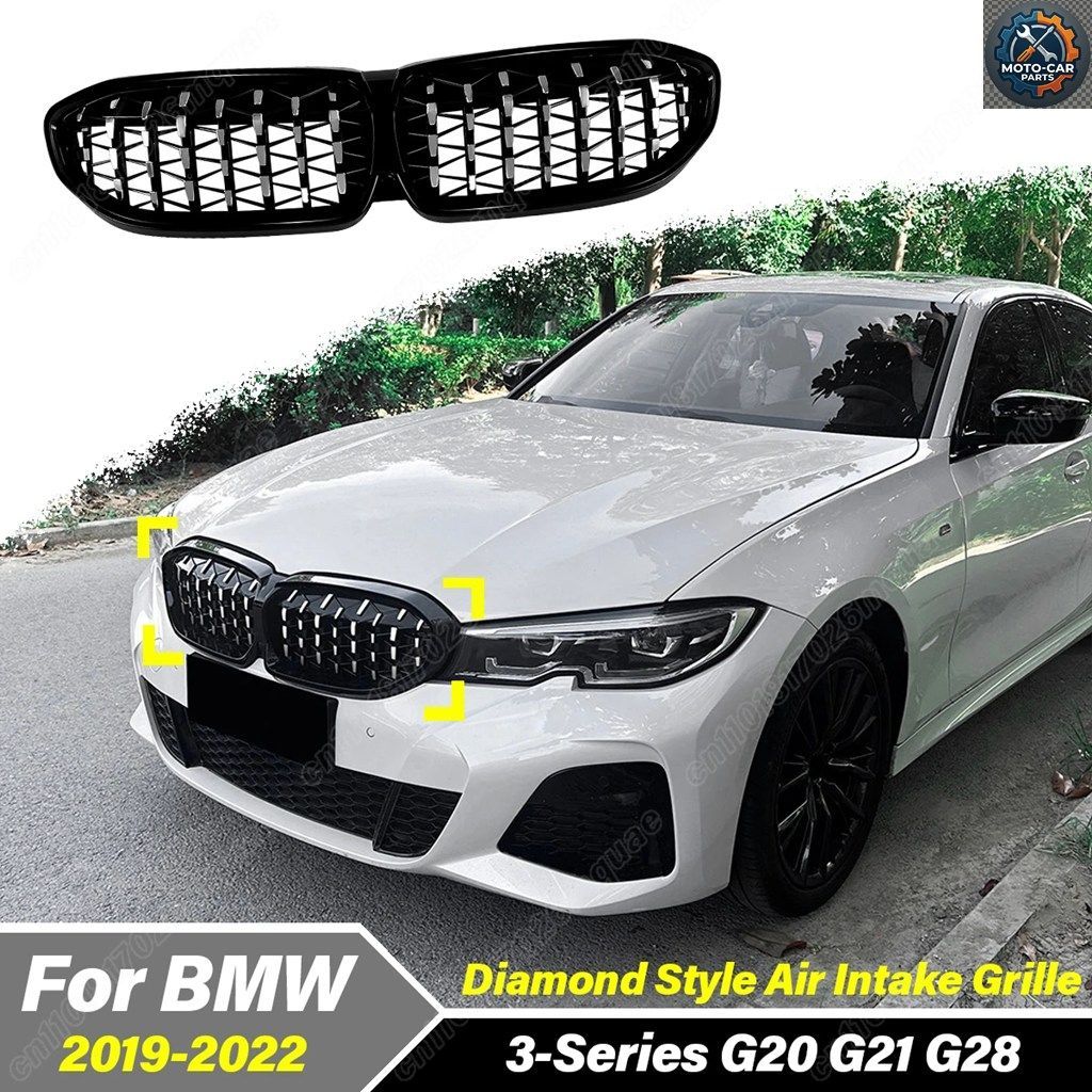 BMW 3シリーズ G20 G21 G28 2019 - 22 ダイヤモンドスタイル フロントラジエーターグリル エアインテークグリル 車体外装