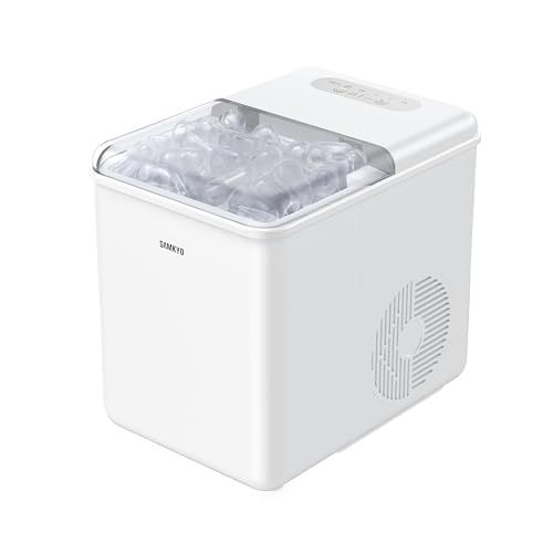 SAMKYO 製氷機 家庭用 高速製氷 最短6分 自動洗浄機能 氷つくり機 2種類氷サイズ 1.5L 大容量水タンク 透明窓 小型 高速製氷機 水不足提示 コンパクト 静音 ポータブル ホワイト IM12★ 0222737c