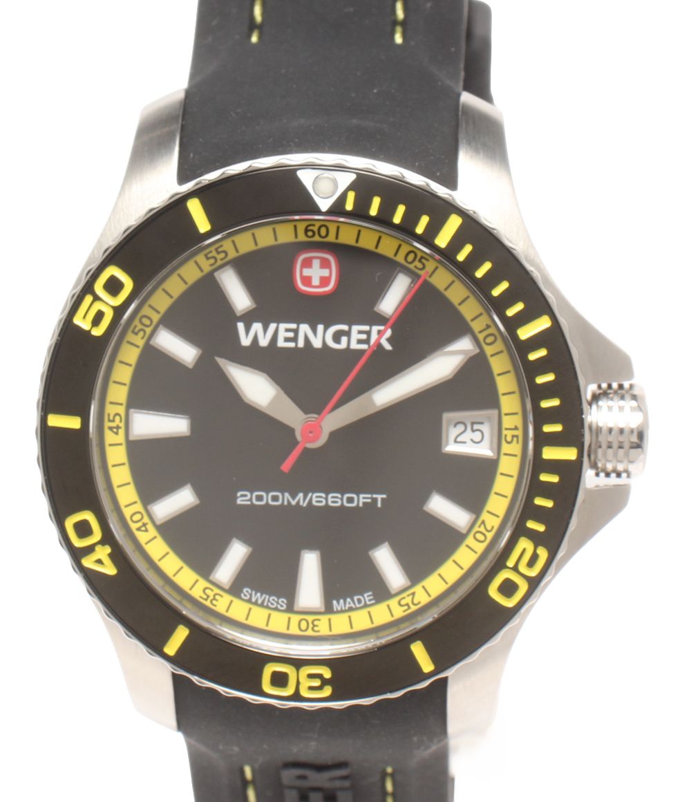 美品 ウェンガー 腕時計 シーフォース 0621.10 クオーツ ブラック メンズ WENGER