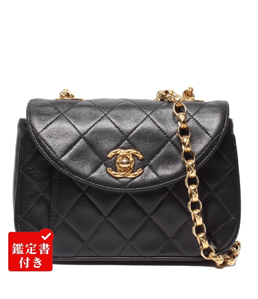 シャネル チェーンショルダーバッグ ミニマトラッセ ゴールド金具 ラムスキン 2番台 レディース CHANEL
