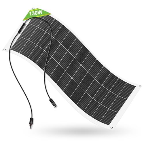 ECO-WORTHY 130W フレキシブルソーラーパネル 12V 245°高柔軟性 変換効率23% 12BB技術 太陽光パネル 曲げ可能 防水 、rv、キャンピングカー、キャラバン、キャンピングカー、ボート、屋根、凹凸面での使用に最適ry 634bc8ac