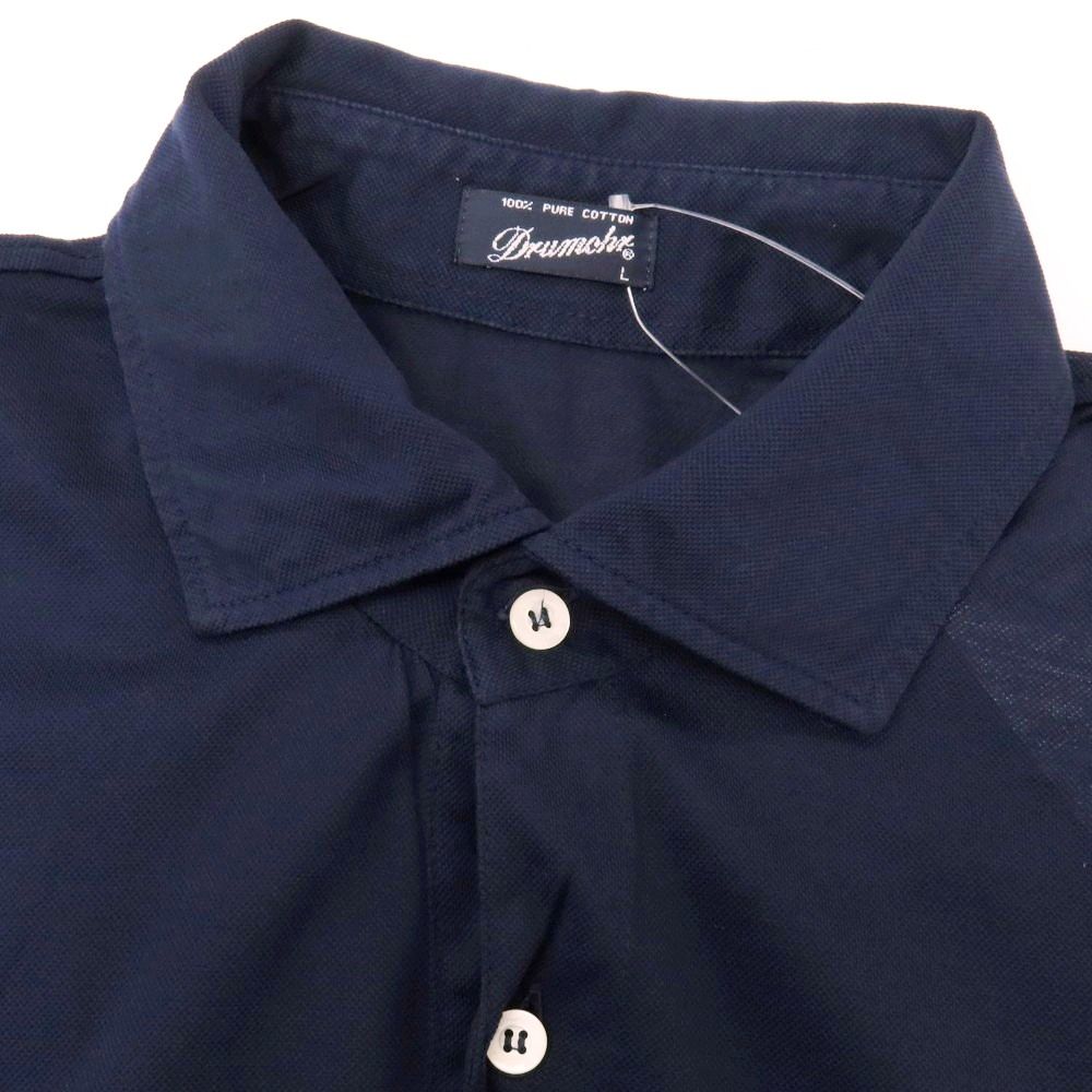 中古】ドルモア DRUMOHR コットン 半袖ポロシャツ ネイビー【サイズL