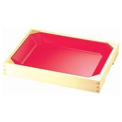 新品 ヤマコー メラミン惣菜盆(木枠付) 朱