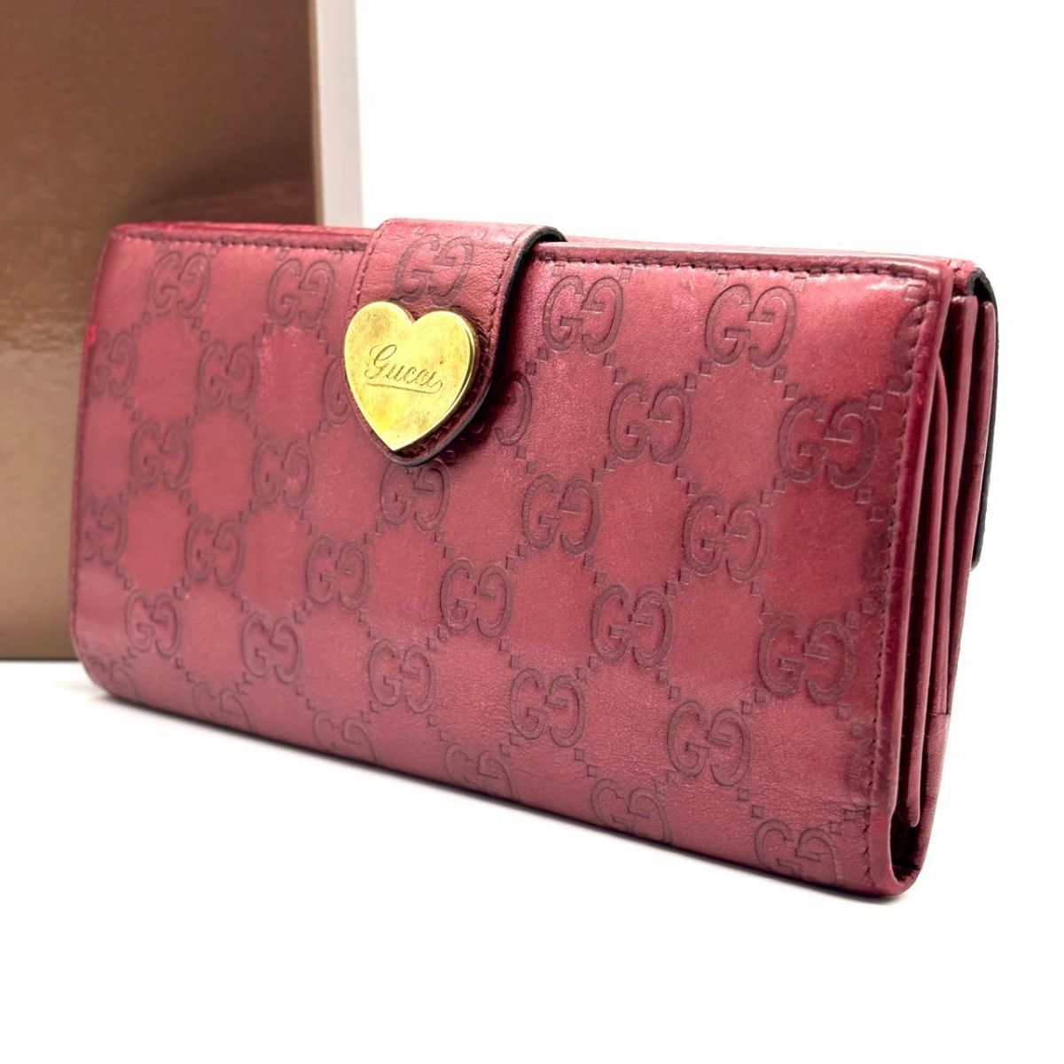 甘さを秘めた余韻】 GUCCI 長財布 グッチシマ ラブリーハート Wホック